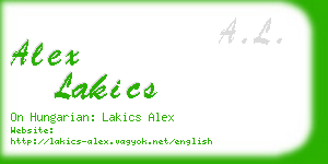 alex lakics business card